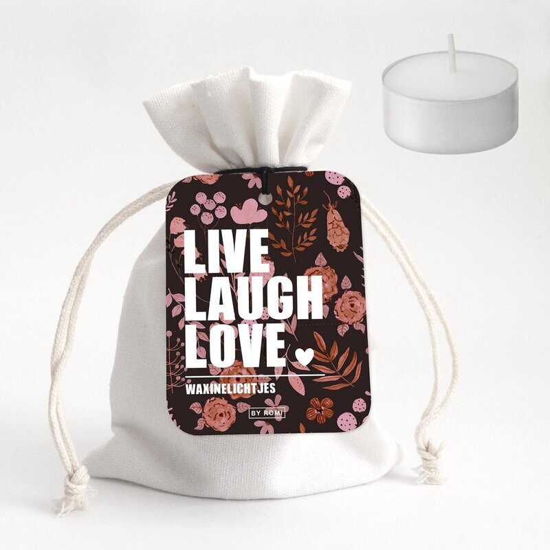 Waxinelichtjes in zakje / Live laugh love