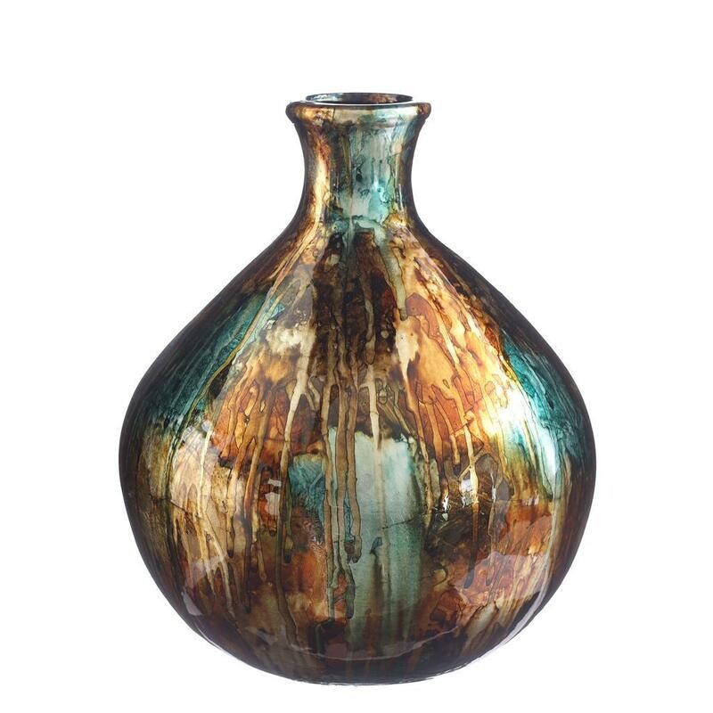 Dazzle Vaas TURQUOISE/GOUD 25cm