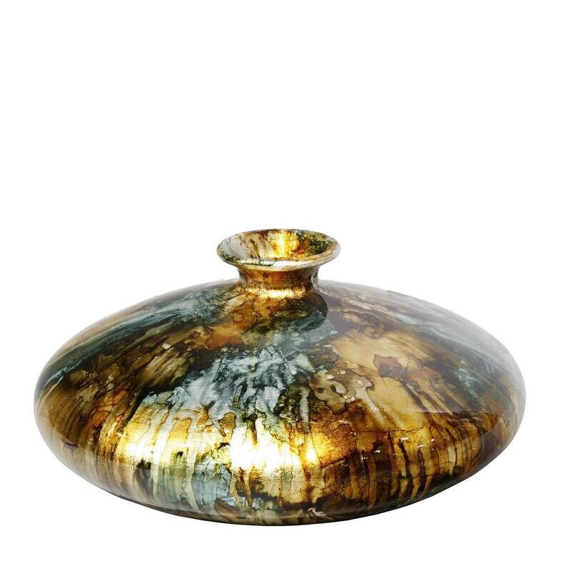 Dazzle Vaas TURQUOISE/GOUD 16cm