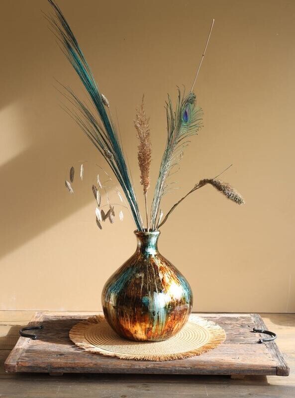 Dazzle Vaas TURQUOISE/GOUD 25cm