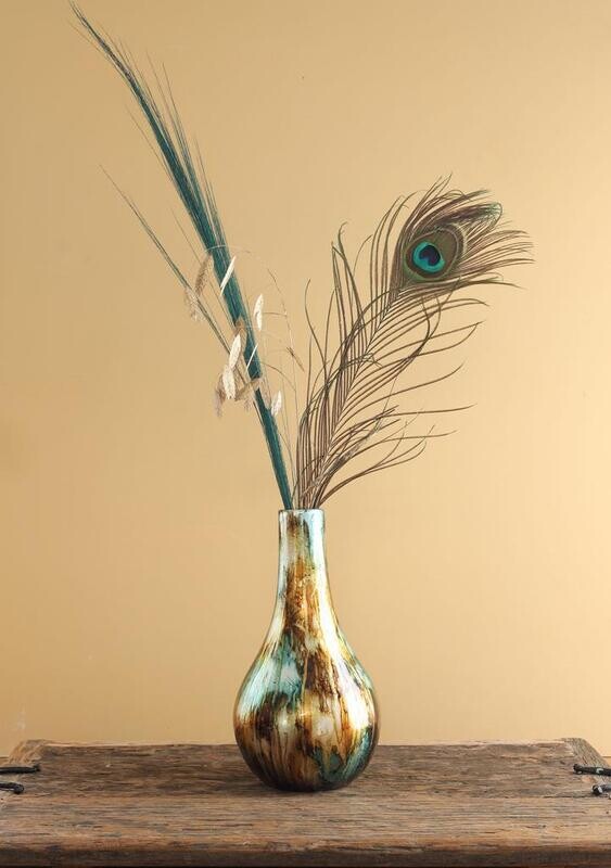 DAZZLE VAAS TURQUOISE/GOUD 26CM