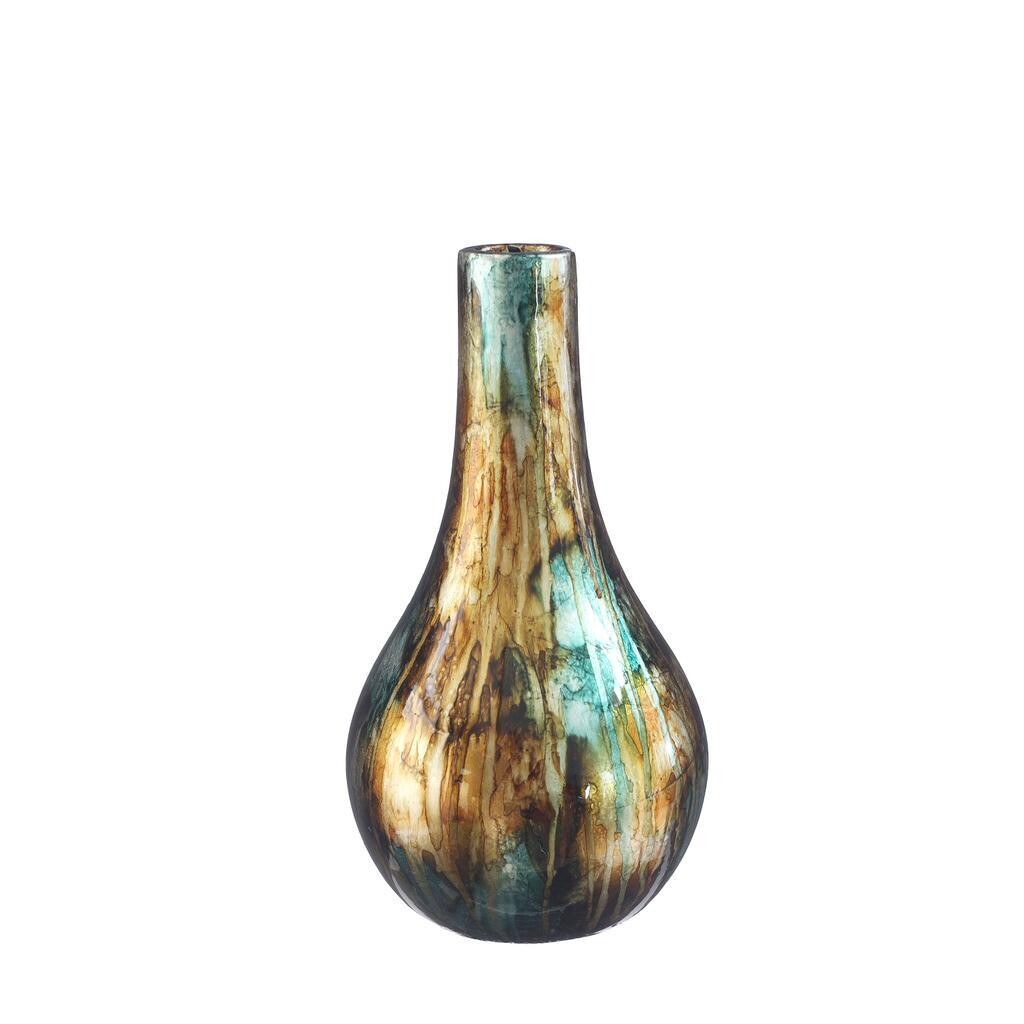 DAZZLE VAAS TURQUOISE/GOUD 26CM
