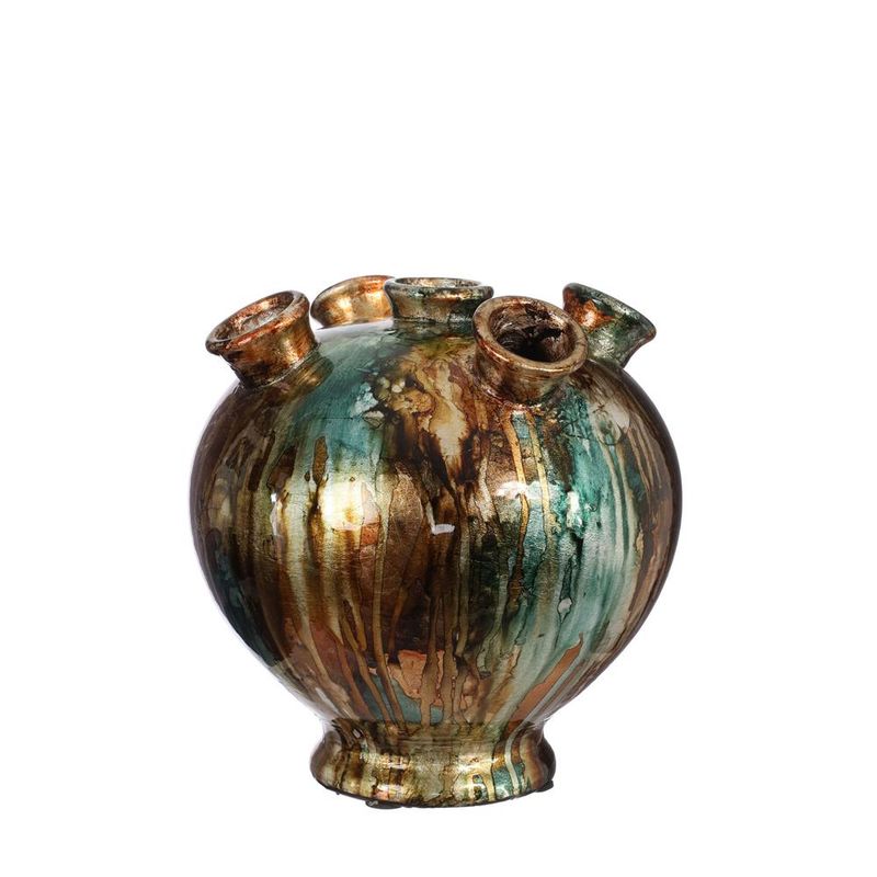 Dazzle Tulip vaas L petrol goud