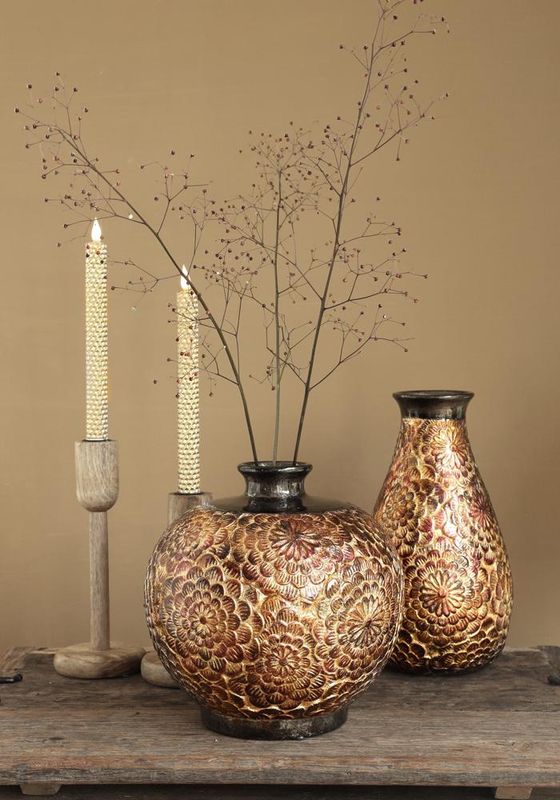 Dazzle vaas Bloom Ø23 x h.23 bruin