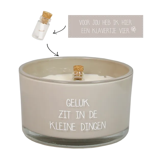 FLESSENPOST KAARS - GELUK ZIT IN DE KLEINE DINGEN