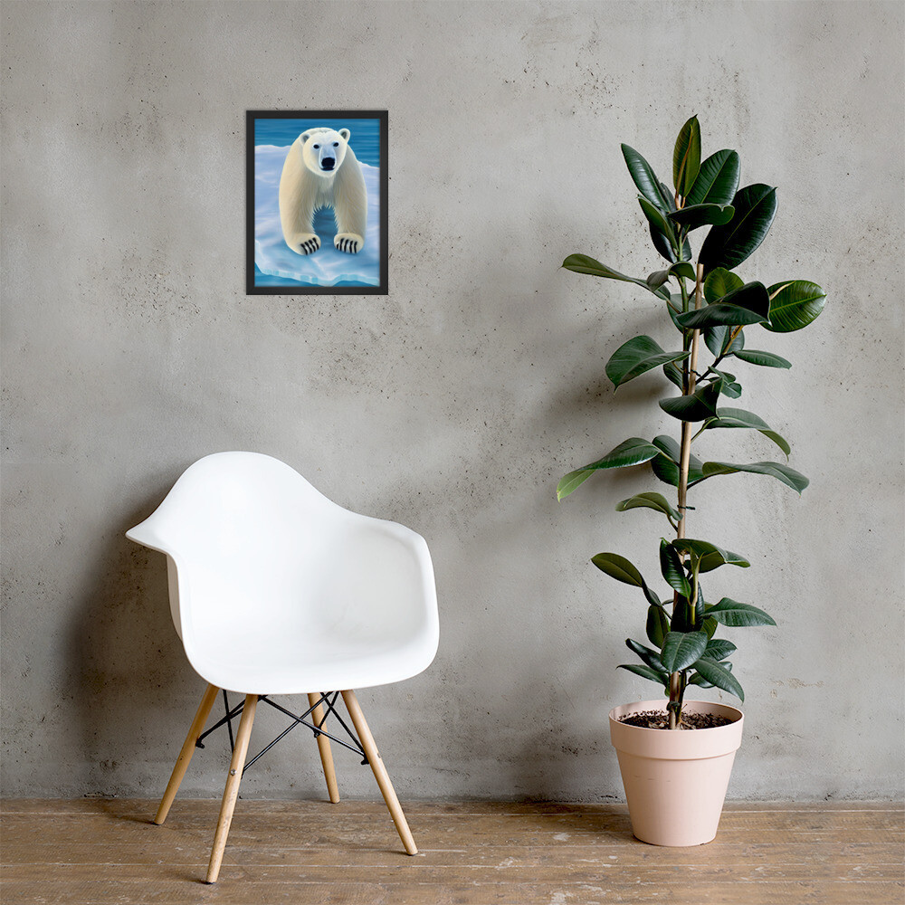 Polar bear on Melting Ice, Framed poster