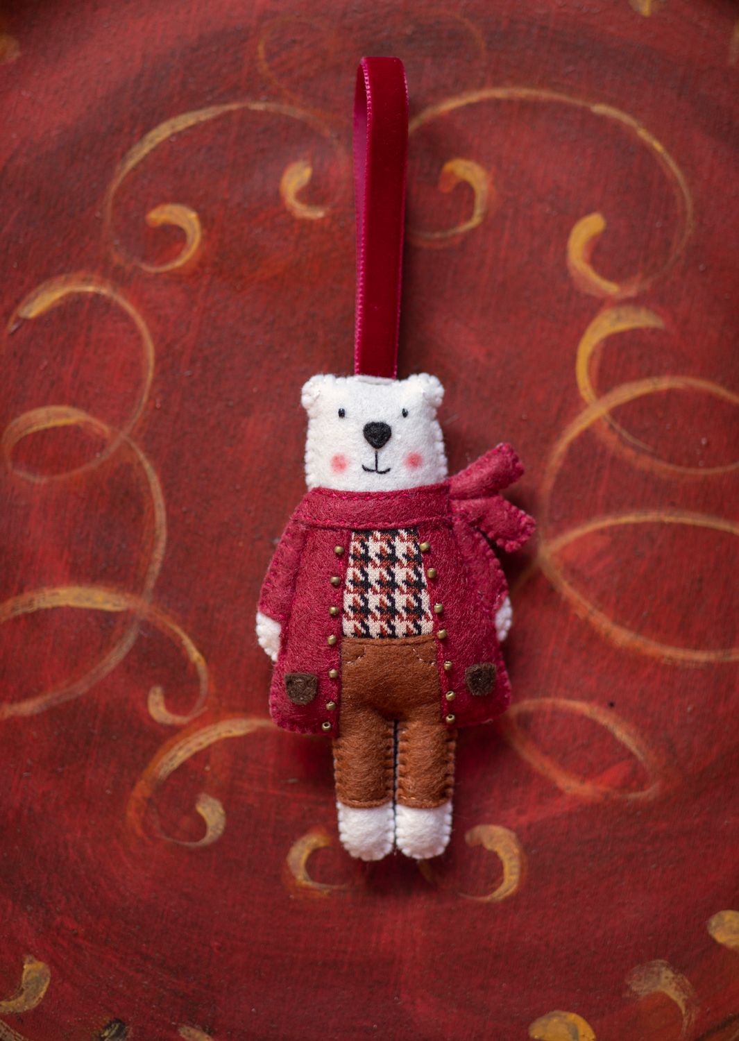 Bear Handmade Felt Decoration, Colour: White bear