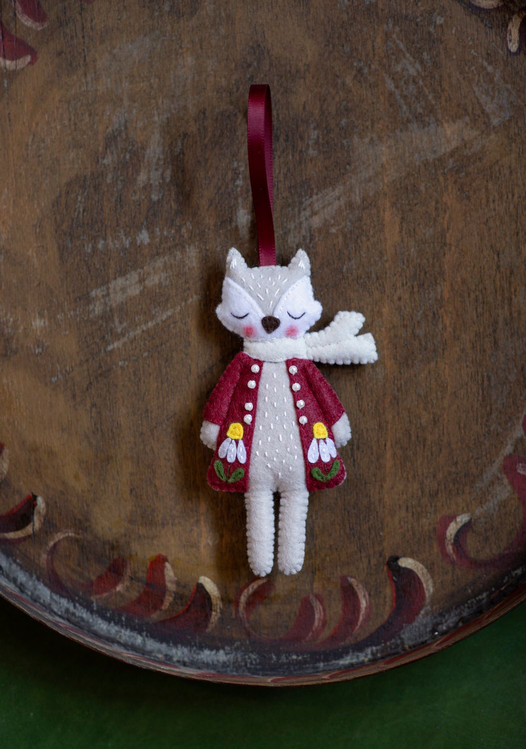 Gray Fox Handmade Felt Decoration