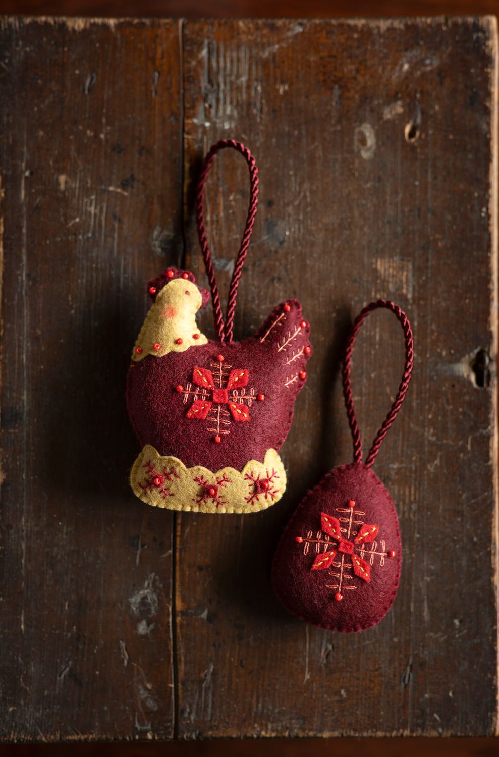 Chicken and egg handmade felt decoration