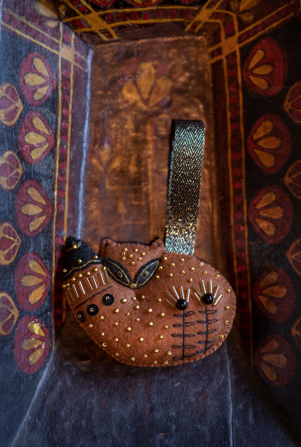 Sleeping Fox handmade felt decoration