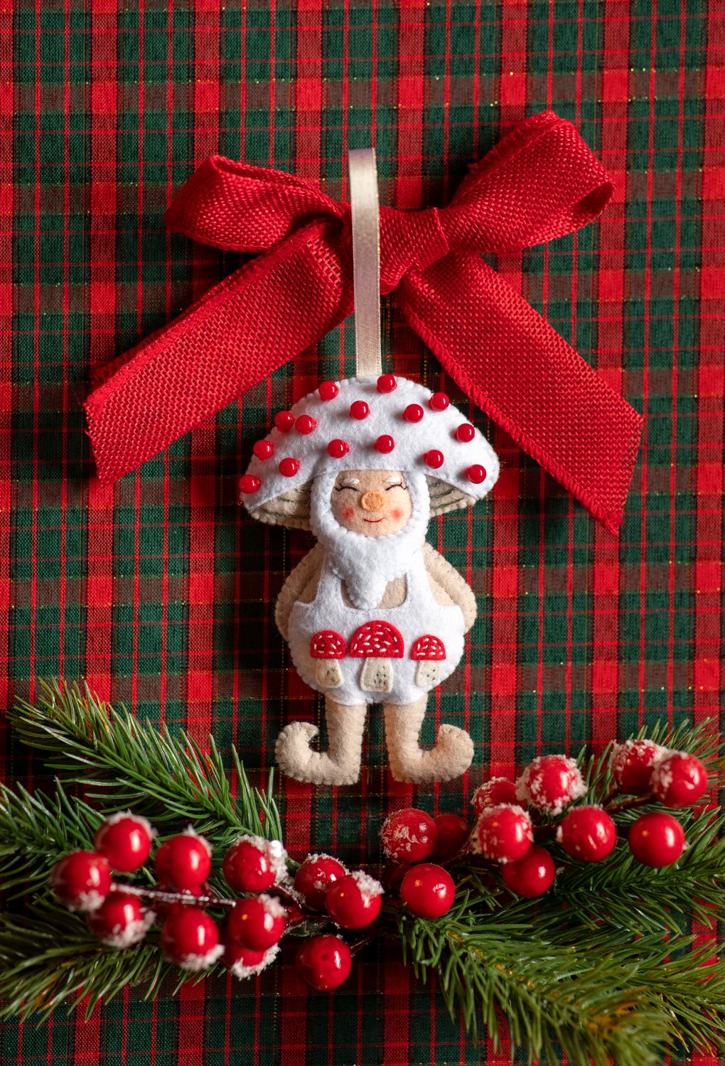 Mushroom Man Handmade Felt Decoration