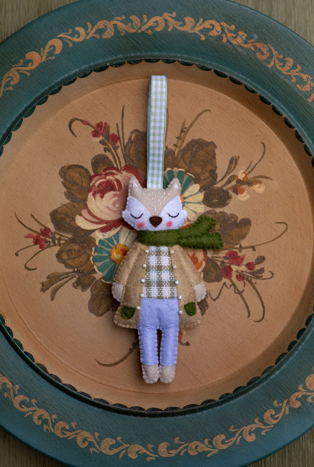 Gray Fox Handmade Felt Decoration
