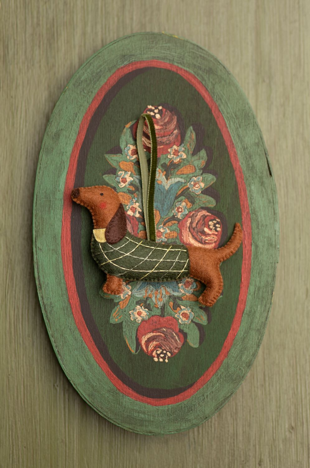 Dachshund  handmade felt decoration
