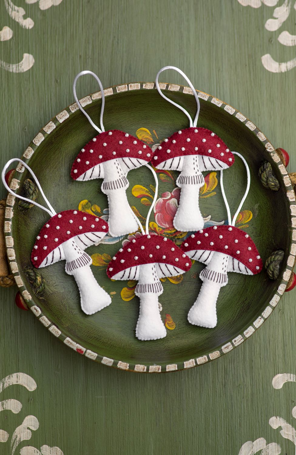 Burgundy Mushroom Handmade Felt Decoration