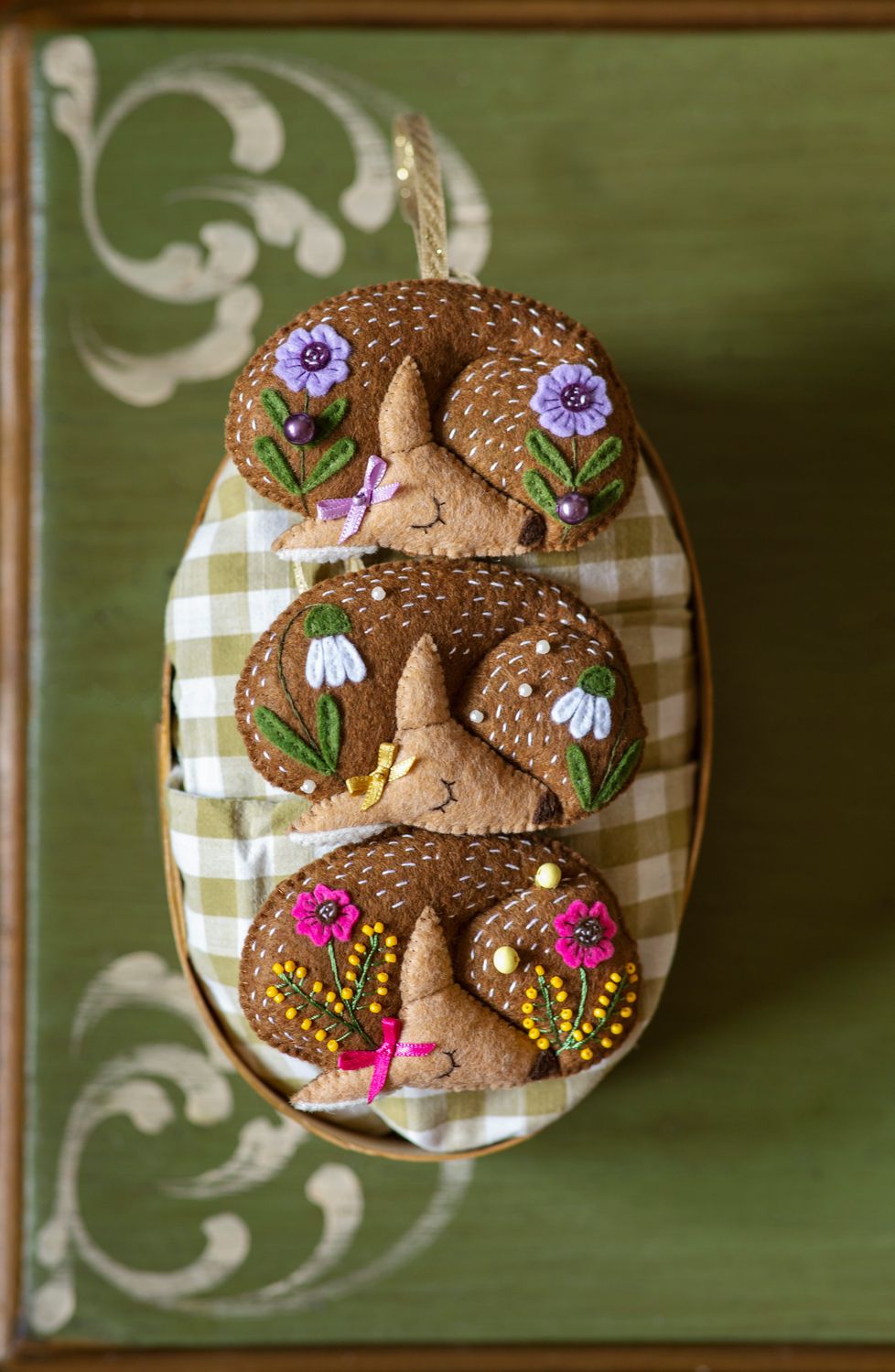 Sleeping Deer handmade felt decoration