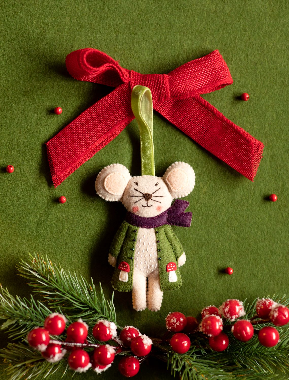 Mouse handmade felt decoration
