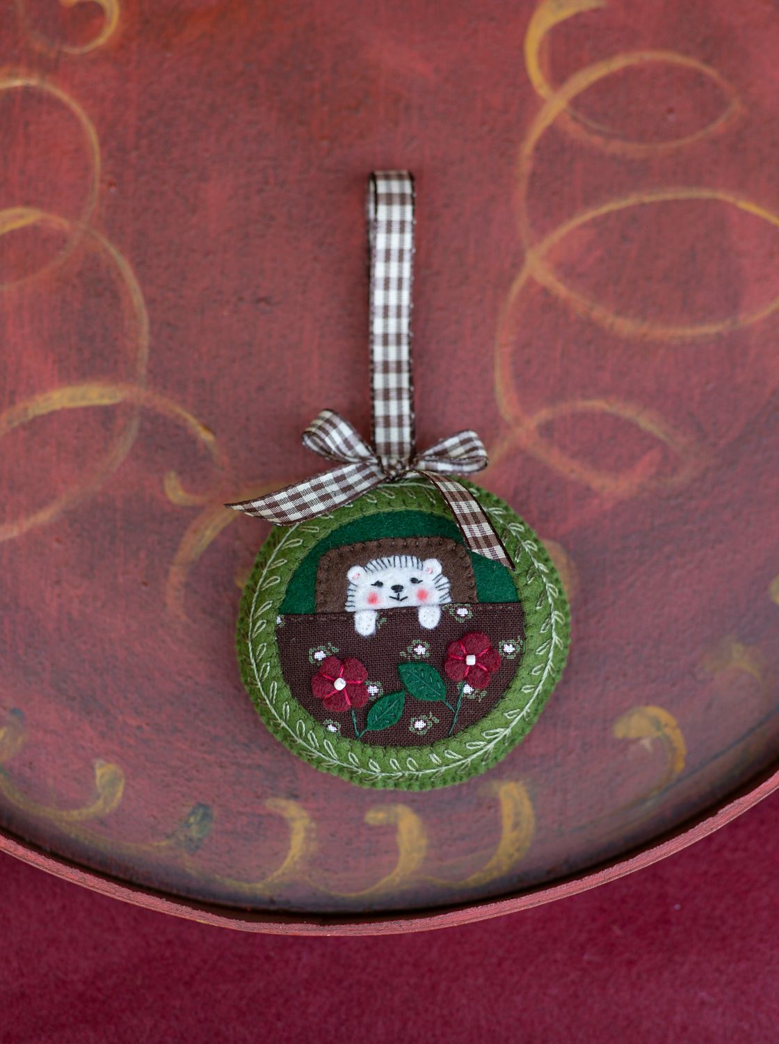 Hedgehog House handmade felt decoration