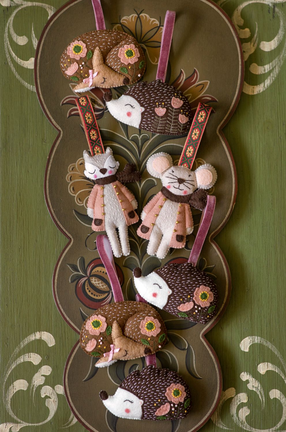 Mouse Fox Reindeer Hedgehog Handmade Felt Decoration
