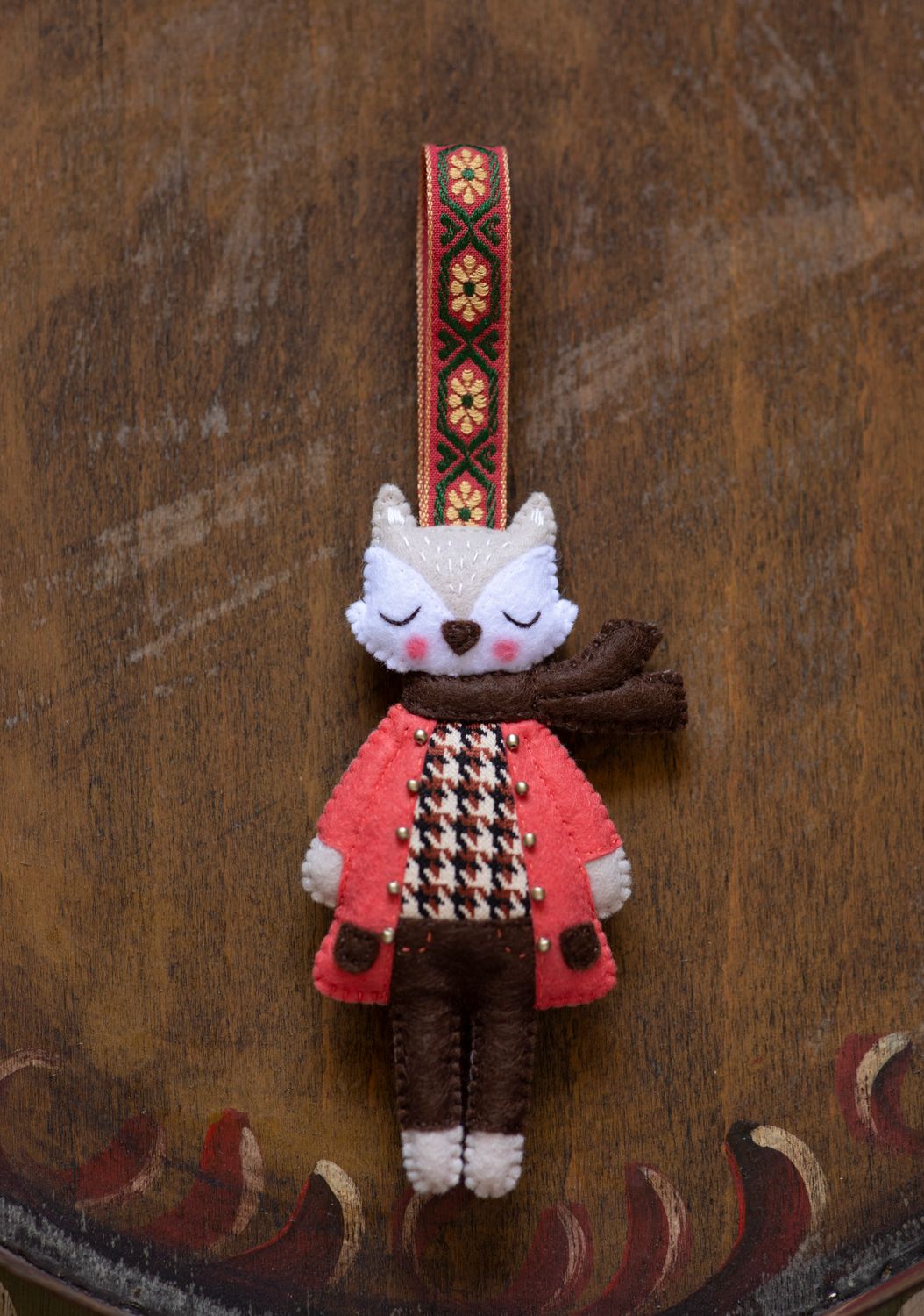 Gray Fox Handmade Felt Decoration