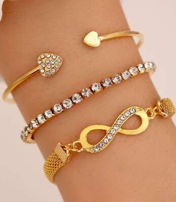 Streetwear Infinity Solid Color Artificial Crystal Alloy  Bracelets Bangle | Infinity Bracelet Set