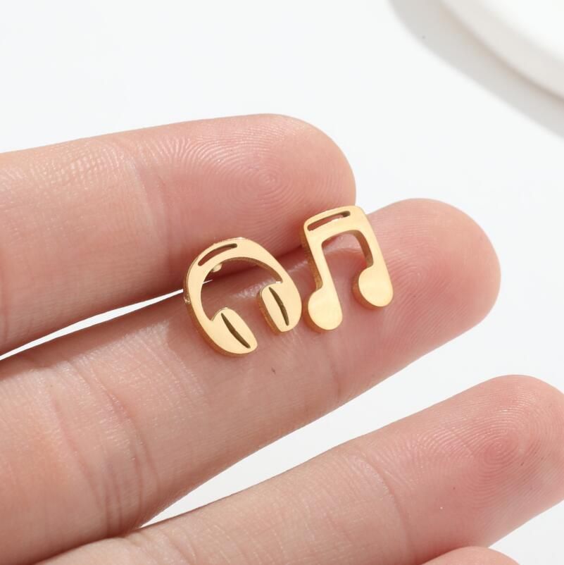 Anti-Tarnish Titanium Steel Music Note Ear Studs Note Earring | Tiny Treasures