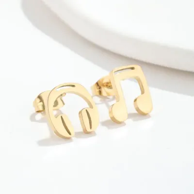 Anti-Tarnish Titanium Steel Music Note Ear Studs Note Earring | Tiny Treasures