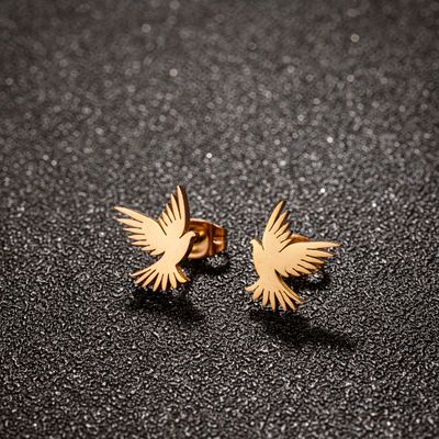 Anti-Tarnish Titanium Steel 18K Gold Plated Eagle Ear Studs | Tiny Treasures