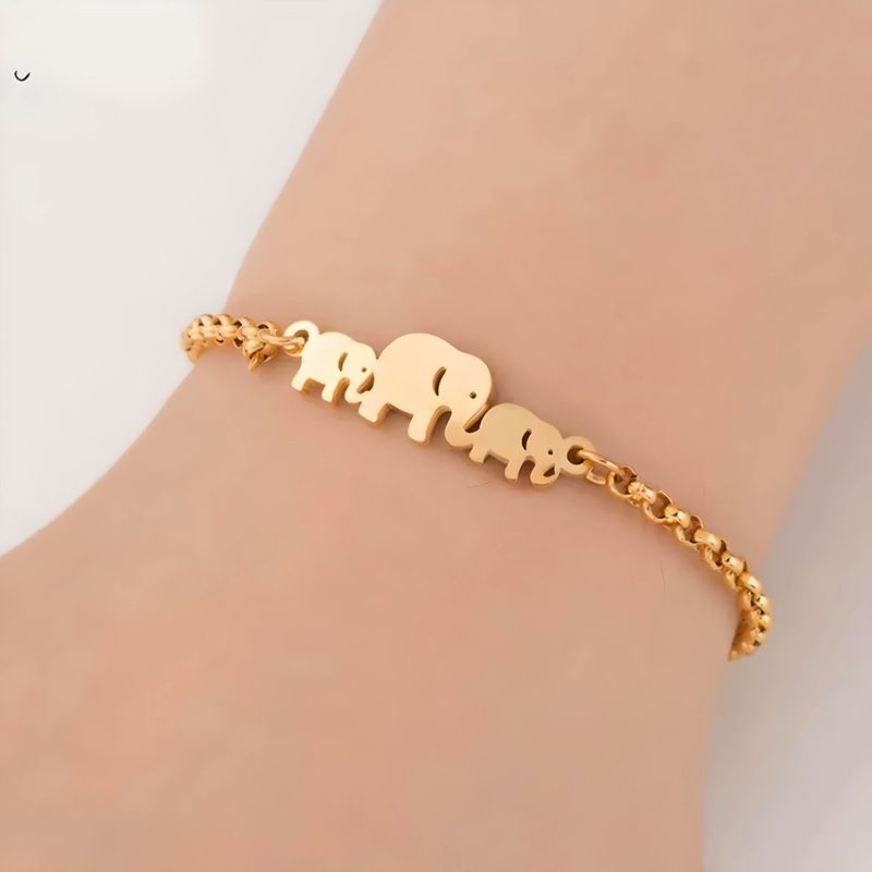 Anti-Tarnish Elephant Family Bracelet | Titanium Steel Elephant Family Bracelet | Waterproof Jewellery