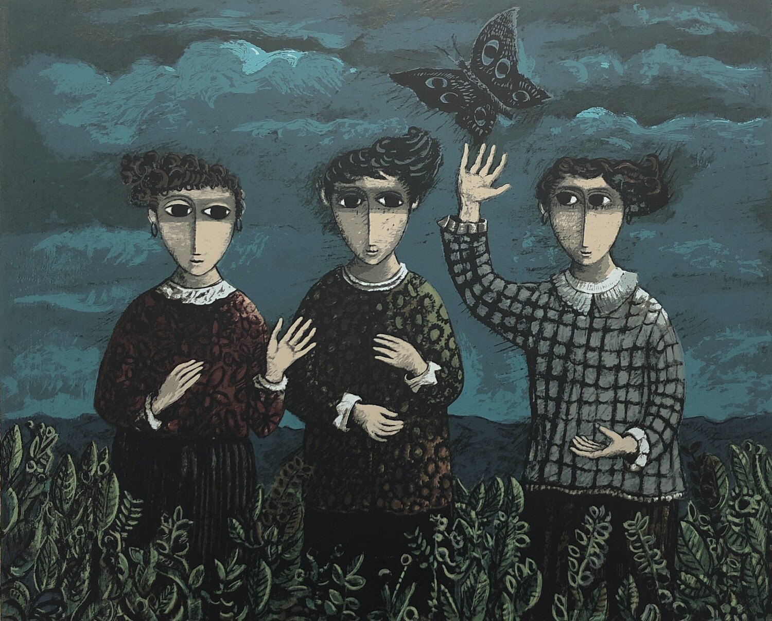 Three Girls with a Butterfly
