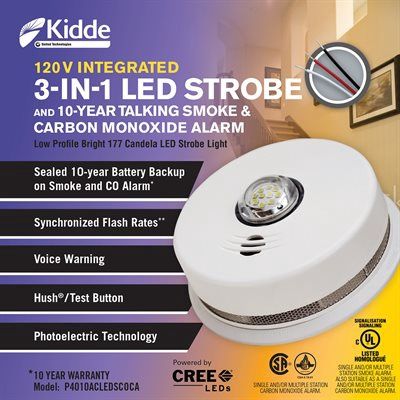 2 IN 1 Smoke Alarms, Led Strobe Light,