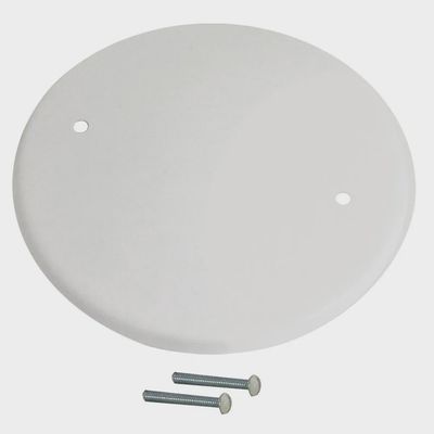 5 in. Round flat blank cover. White enamel paint