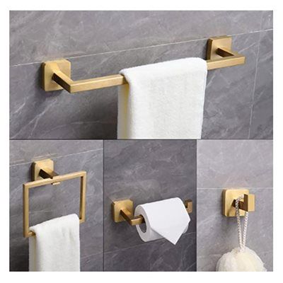 3PC Serenity Bathroom Hardware Wallmount Set Brushed Gold