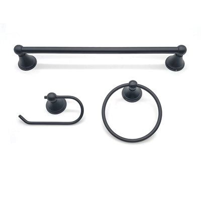 3PC Venus Bathroom Hardware Wallmount Set Matte Black