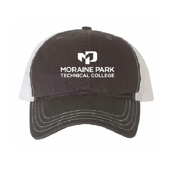 Garment-Washed Trucker Cap, Colour: Charcoal/White