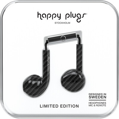 Happy Plugs Earbuds Plus with Mic - Carbon Fiber