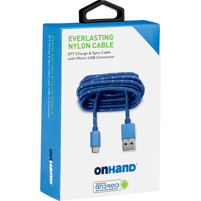 OnHand Micro-USB Cable - Blue 5ft BP USB-A to Micro USB