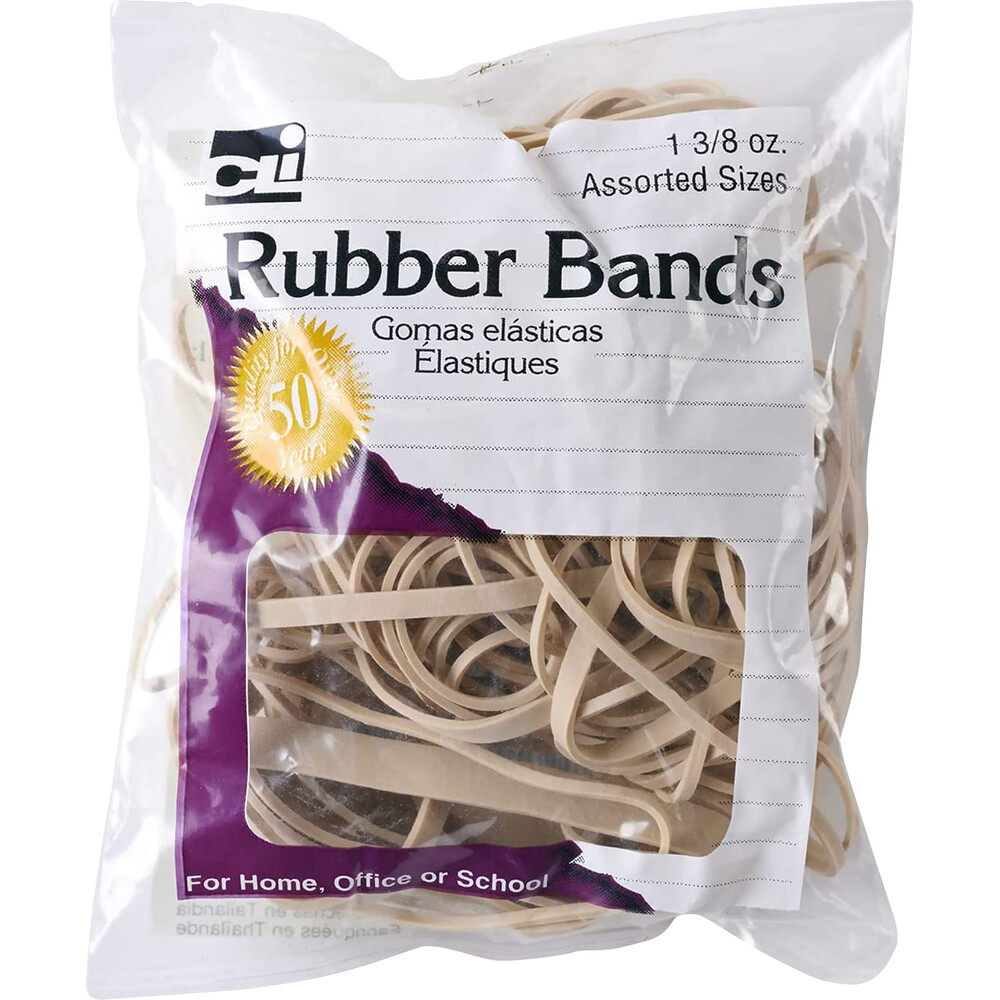 Charles Leonard Rubber Bands - Natural Asst 1Pk BP