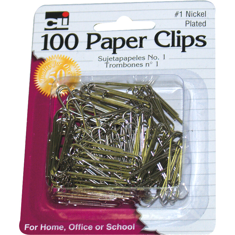 Charles Leonard Paper Clips - Silver Standard 100Pk BP Nickel Plated