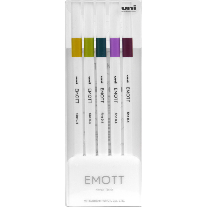 uni-ball EMOTT Ever Fine Fineliner Pen Asst 0.4mm 5Pk BP Retro
