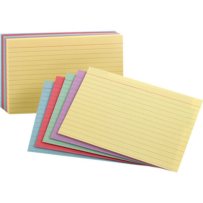 Oxford Index Card Asst 3x5in 100Pk Pack Ruled