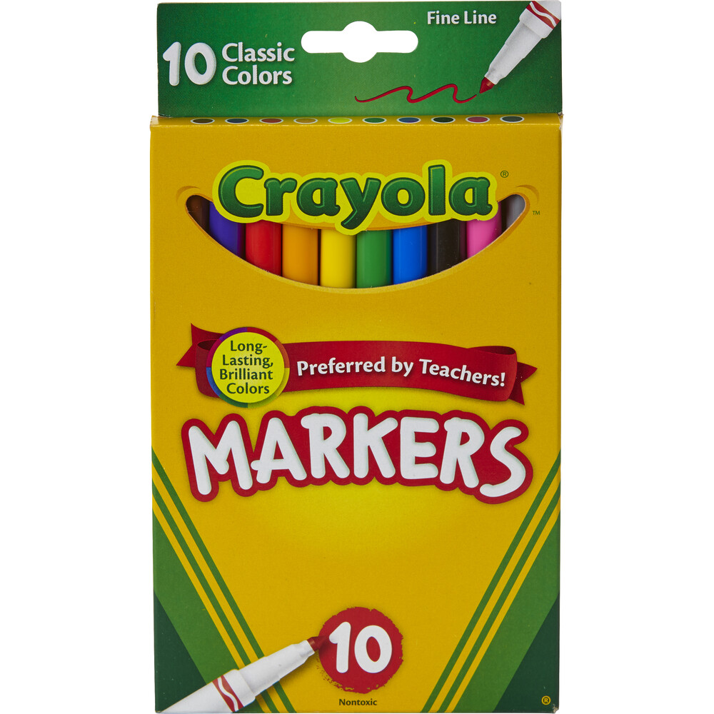 Crayola Markers - Asst Fine 10Pk BP Classic