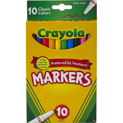 Crayola Markers - Asst Fine 10Pk BP Classic