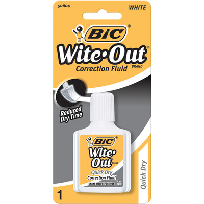 BIC Wite-Out Brand Quick-Dry Correction Fluid White 20mL 1Pk BP