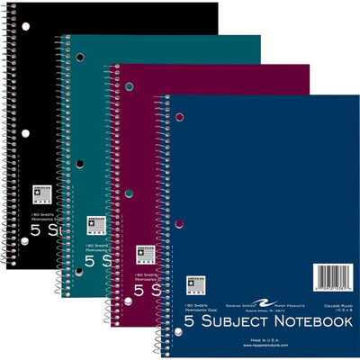 Roaring Spring Wirebound Notebook Asst 8x10.5in 180Sht Bulk 5 Subject/College Ruled