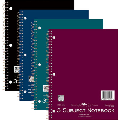 Roaring Spring Wirebound Notebook Asst 8x10.5in 120Sht Bulk 3- Subject/College Ruled