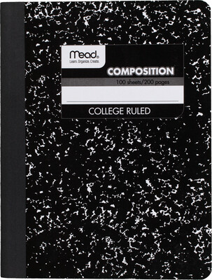 Mead Square Deal Composition Notebook Black Marble 7.5x9.75in 100Sht Bulk 1-Subject/College Ruled
