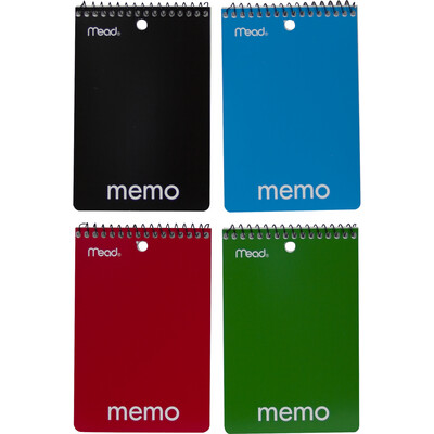 Mead Memo Wirebound Notebook Asst 4x6in 40Sht Bulk 1- Subject/College Ruled/Top Bound