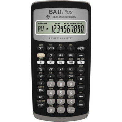 TI BA II Plus Financial Calculator Black 1Pk BP