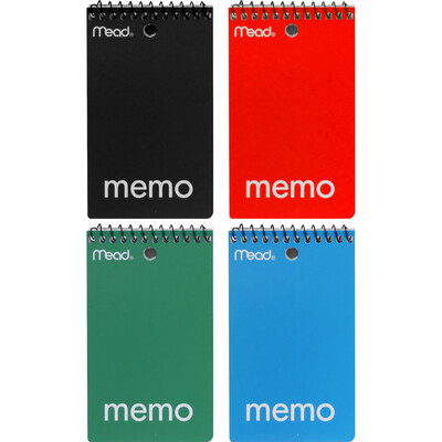 Mead Memo Wirebound Notebook Asst 3x5in 60Sht Bulk 1- Subject/College Ruled/Top Bound