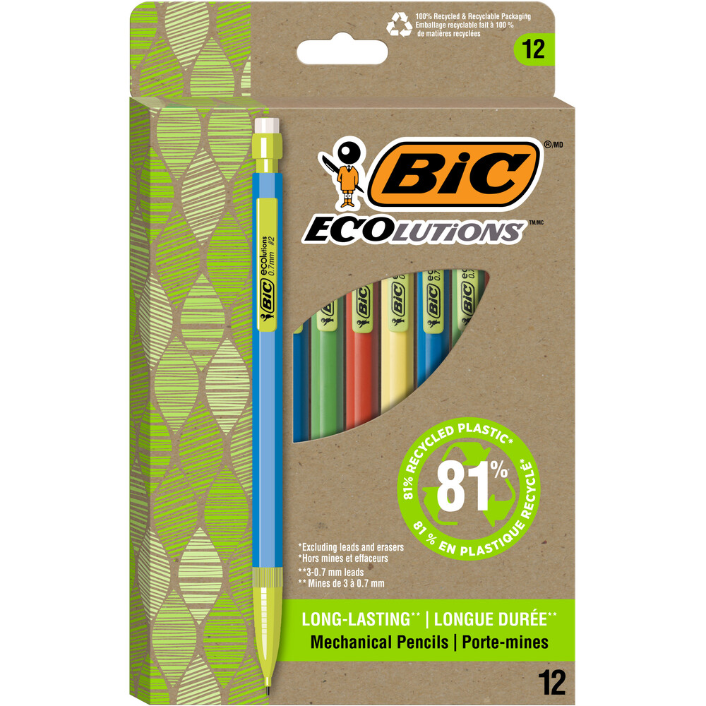 BIC ReVolution Recycled Mechanical Pencil Black .7mm 12Pk BP